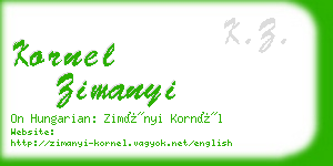 kornel zimanyi business card